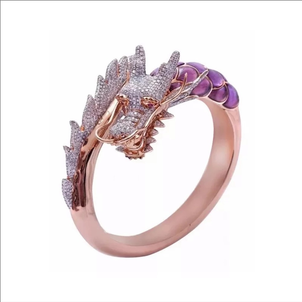 *NEW Purple Rose Gold Dragon Ring